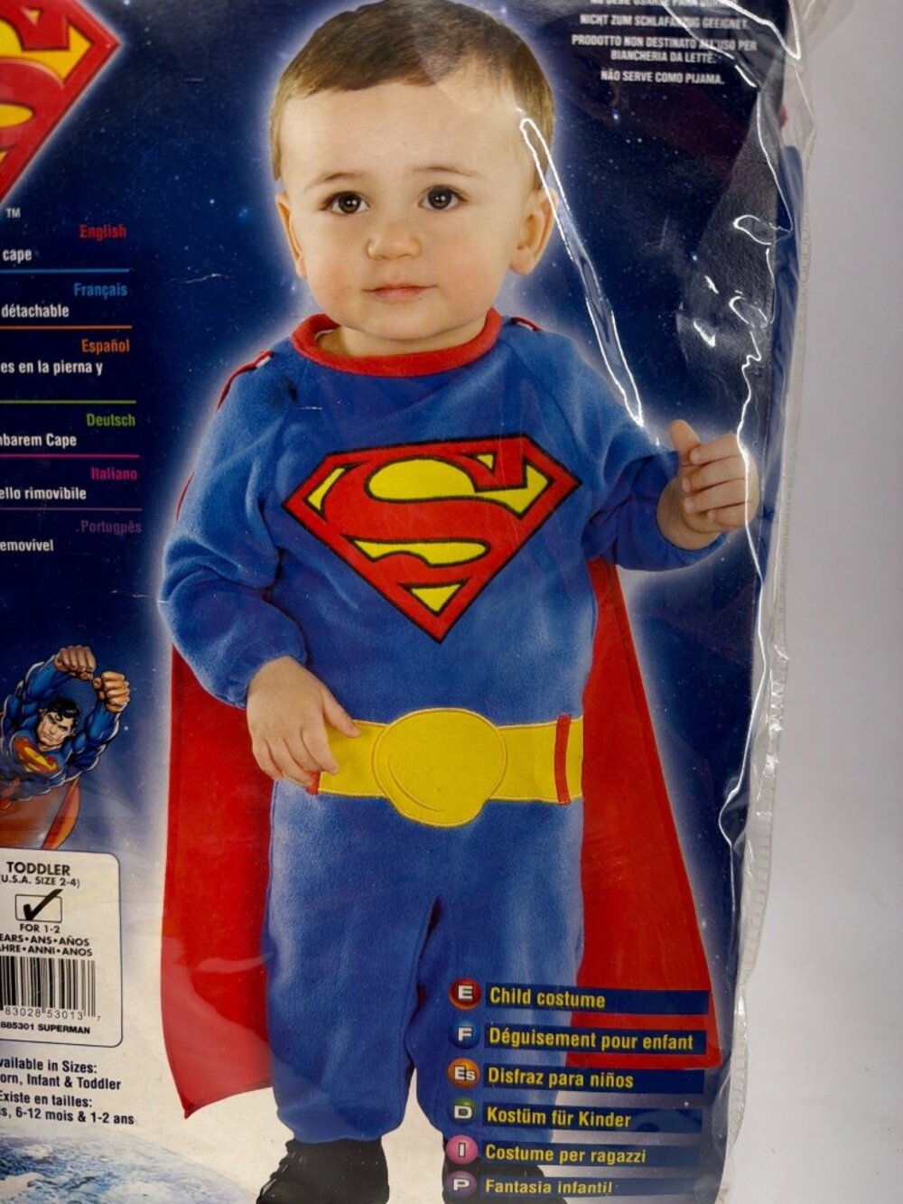 Rubies Baby Superman Costume Toddler Size 1-2 Yrs